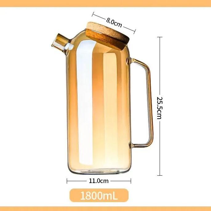 Creative Borosilicate Glass Teapot with Cork Lid & Handle | Large Capacity Water & Juice Kettle