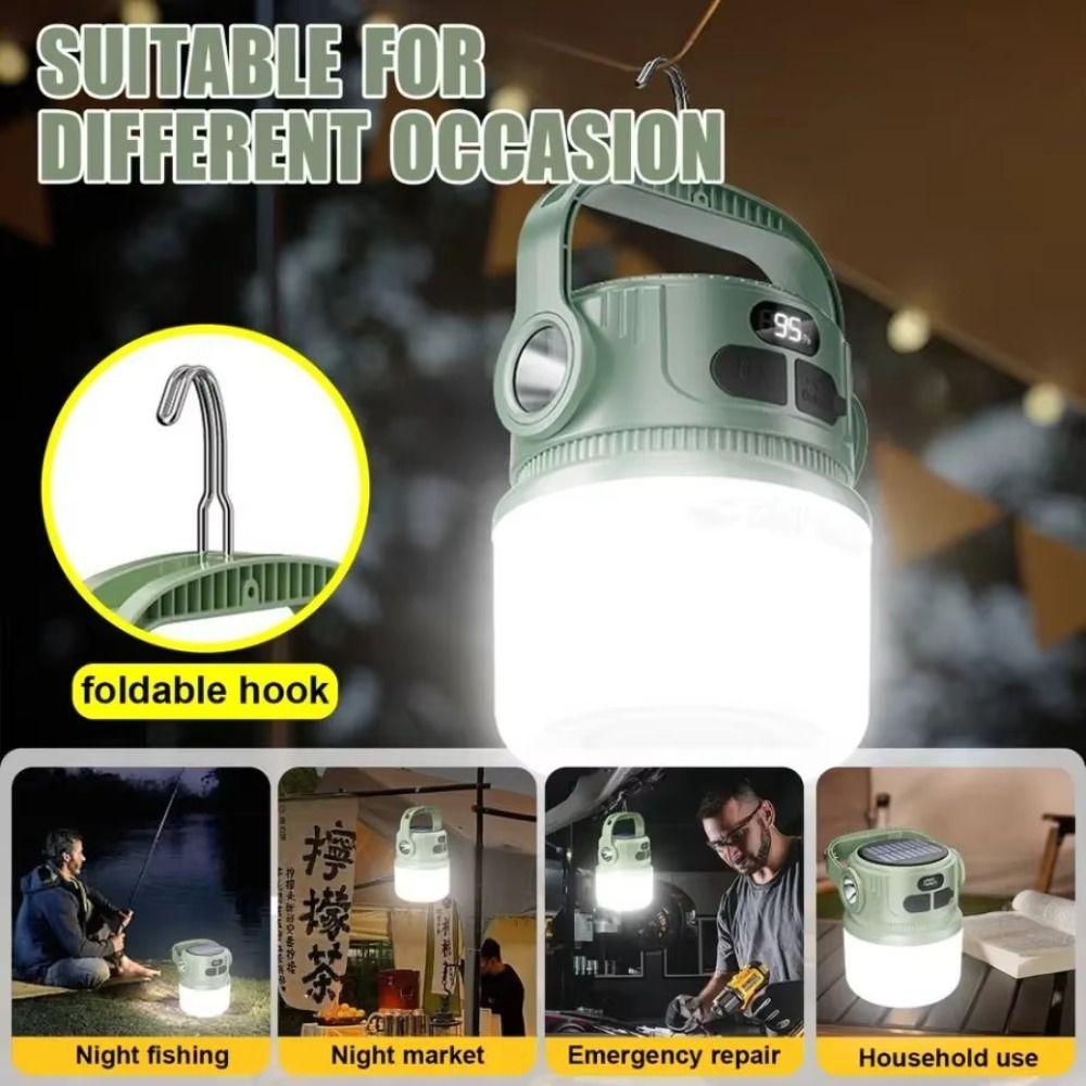 LED Light LED Solar Camping Light USB Rechargeable Ultra Bright Rechargeable Light Multi Functional with Hook Tent Light