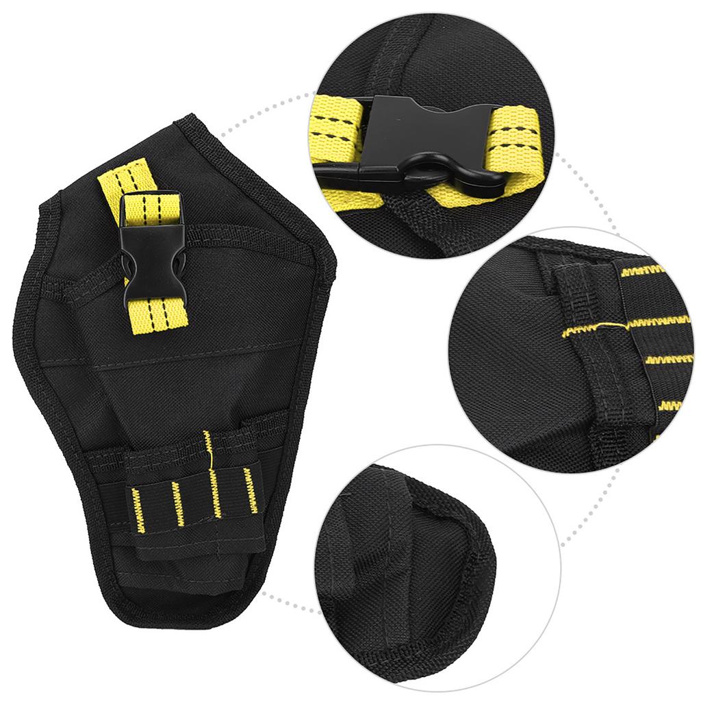 Portable Oxford Cloth   Waist Bag Drills Holder Storage Pouch for Electric Drill Tool(black&yellow )