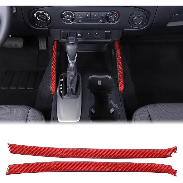 

Aunginsy Накладки на боковые панели центральной консоли с отделкой под карбоновое волокно, совместимые с Nisan Frontier 2022 2023 2024, боковые накладки на панель переключения передач центрального управления красный