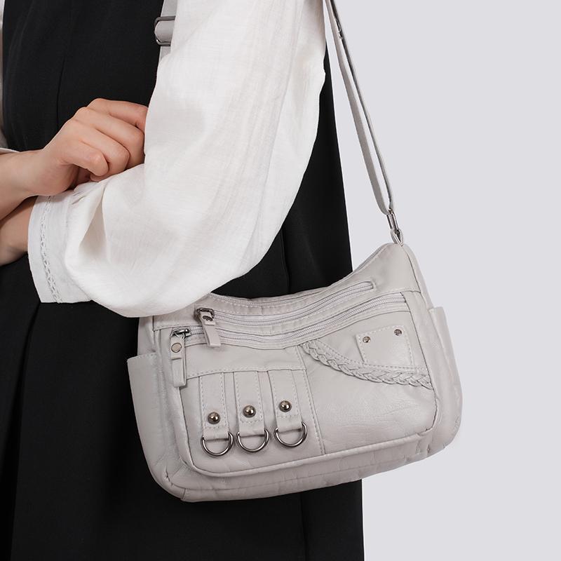 Large Capacity Multi-layer Women's Bag Middle-aged Mother's Bag Soft Leather Crossbody Bag