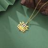 Gold Plated 7 Chakra Lotus Flower Necklace with Om Symbol Spiritual Yoga Jewelry Seven Colorful Zircon Lotus Flower Necklace