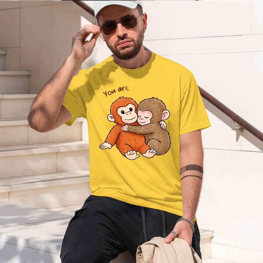 Viral Pun Monkey T Shirt Cute Baby Monkey With Plush Tshirt Casual Short Sve Animal Lovers Tshirt Cute Graph Tees 2026 New Mode