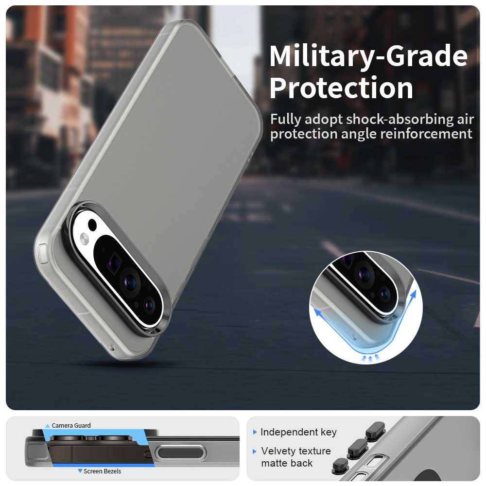 

For Google Pixel 9 Pro XL Case PC+TPU+PET Matte Anti-Drop Phone Back Cover Red