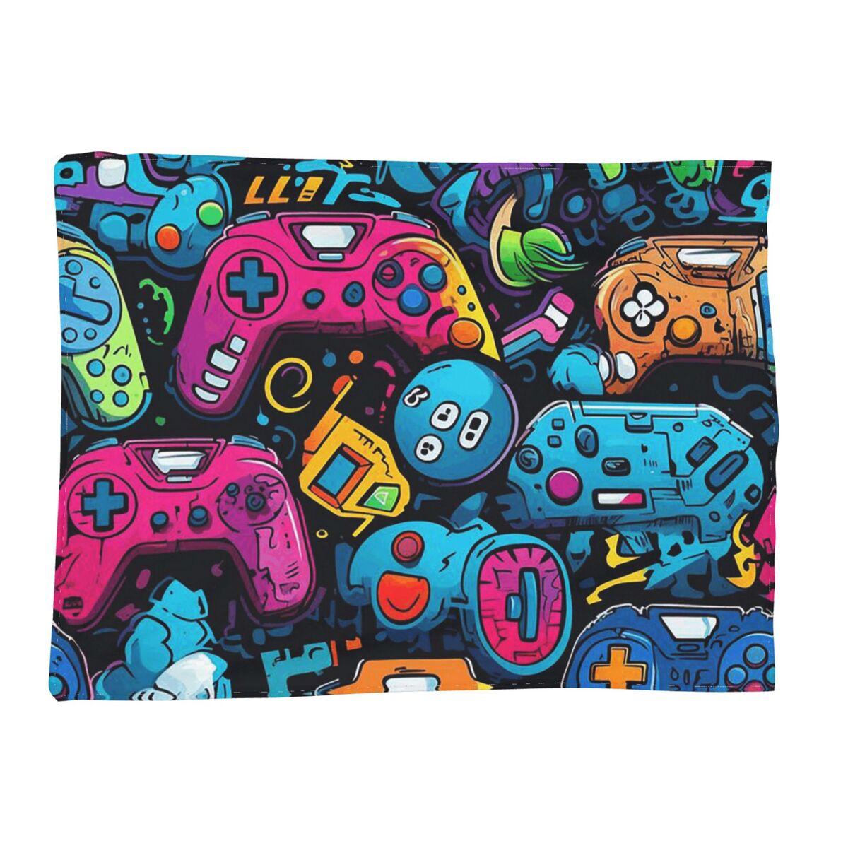 

Gamer Cartoon Game Controller Blanket Soft Warm Flannel Throw Blanket Bedding for Bed Living room Picnic Travel Home Couch 80x120cm