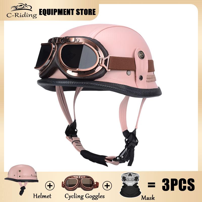 Germany Imported Helmet DOT German World War II Vintage Steel Helmets Motorcycle Half Helmet Leather Half Cover Locomotive