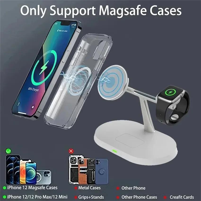 3 In 1 Magnetic Wireless Charger Stand For Magsafe iPhone 16 15 14 13 12 Pro Max Apple Watch 1-9 AirPods Fast Charging Station