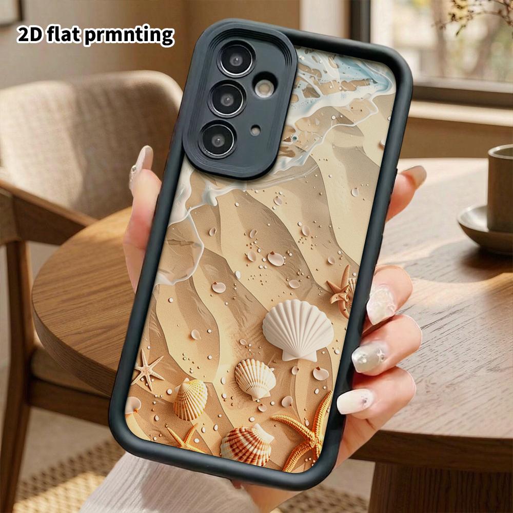 Phone Case: 2D Flat Samsung Galaxy A34 A35 M05 M06 S20 S22 S21 FE Plus 5G Layered Protective Case, Ocean Wave Shell, Christmas and Halloween Gift