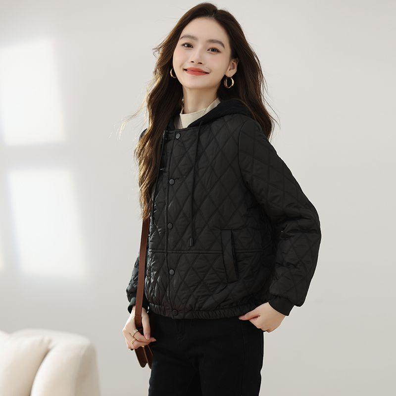 Short Winter Down Coat for Women Hooded Lightweight Puffer Jacket Fashion Casual Cotton Coat