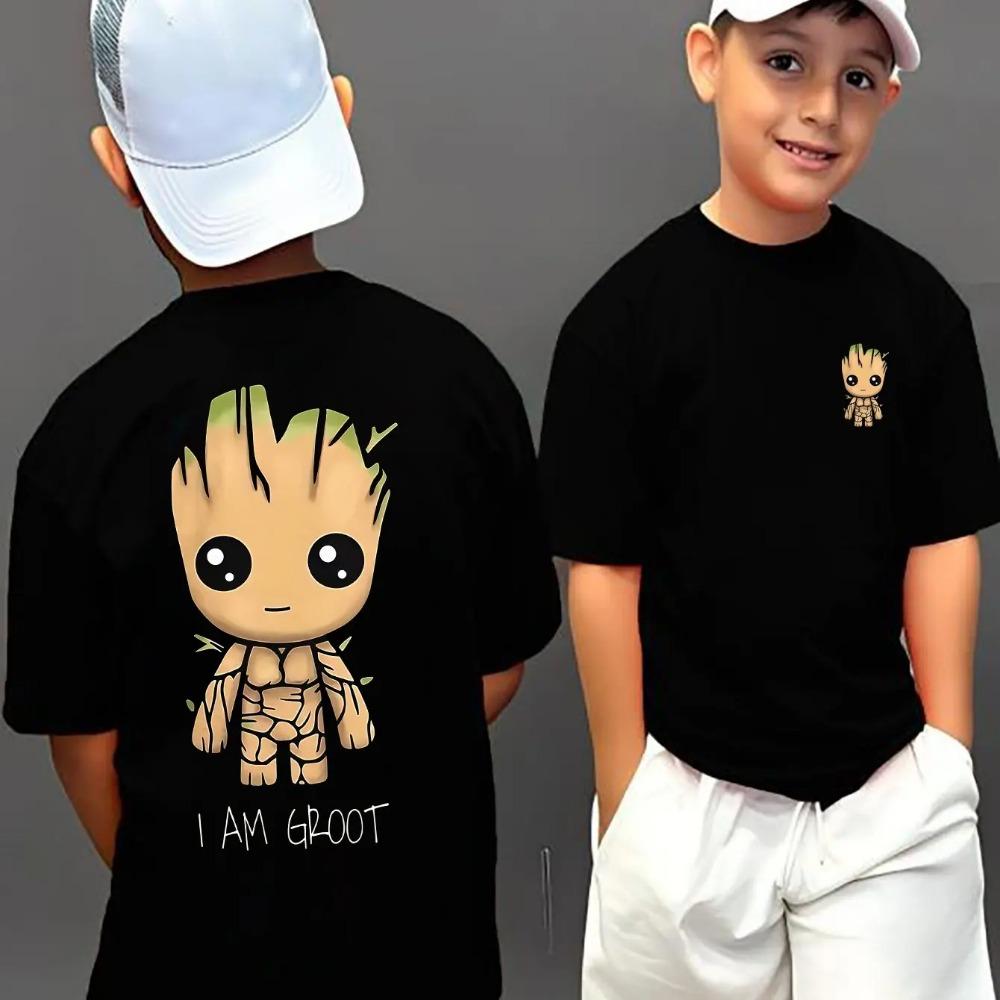 

Cartoon Casual T-shirt Groot Boys and Girls Comfortable T-shirt Summer Children s Round Neck Short-sleeved Top 110