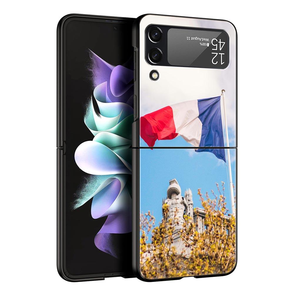 Phone Case for Samsung Galaxy Z Flip 3 4 5 6 Folding Black Shell National Flag RU FR UK For Samsung Z Flip4 Flip5 PC Hard Cover