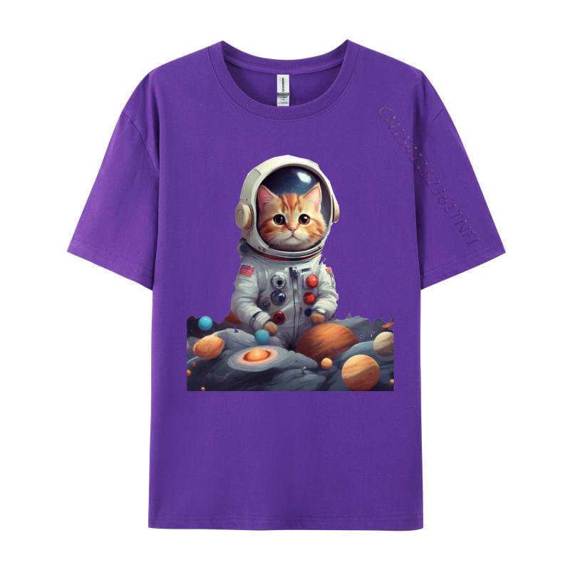 Space Cat TShirt Discount VALENTINE DAY Premium Cotton Tops Tees Tops Shirts Cat In Space Funny Shirts