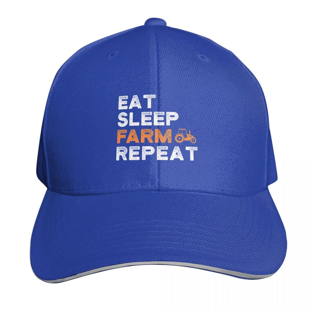 Eat Sleep Farm Repeat Baseball Cap Sunscreen Snapback Cap Summer Hat Vintage Women Hats Unisexs