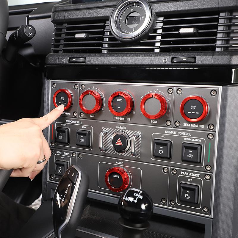 For INEOS Grenadier 2020-2026 Aluminum Alloy Red Car Central Control Air Conditioning Volume Knob Ring Decorative Accessories
