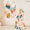 Women Plus Size Round Neck Three Quarter Sleeve Printed Flared Top And Flared Pants Two Piece Set
