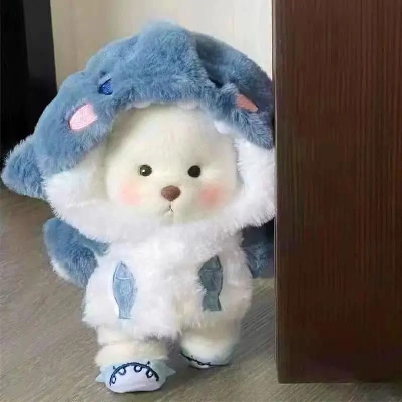 20cm Kawaii Shark Hoodie Super Cute Pajama Anime Plush Dress-up Cotton Dolls Clothes Puppet Replacement Cosplay Accessories Toys