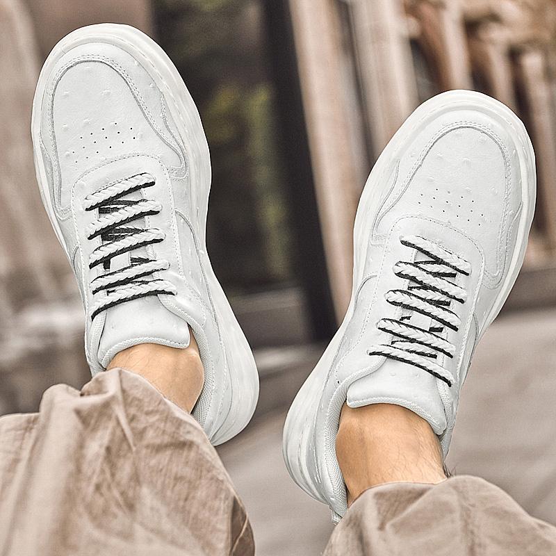 Fashion Handmade Casual Footwear Men Genuine Leather Sneakers Outdoor Platform Vulcanize Shoes Fashion High Quality Skateboard Shoes