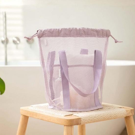 Netz-Strandtasche, Große Kapazität, Zugbeutel, Schnelltrocknender Polyester Dusch-Organizer, für Reise Strand Fitnessstudio