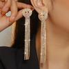 Full Diamond Geometric Earrings Shiny Long Fringed Earrings