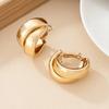Vintage Stainless Steel Double-Layer Hoop Earrings For Women Fashion Geometric Round Drop Earrings Trendy Party Jewelry