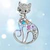 Women's Cut Cat/Fox Brooch Pin Shiny Rhinestone Party Jewelry Scarf Accessory