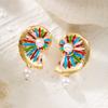 Summer Beach Starfish Shell Pearl Drop Earring for Women Boho Colorful Enamel Ocean Dangle Earring Vacation Jewelry  Accessories