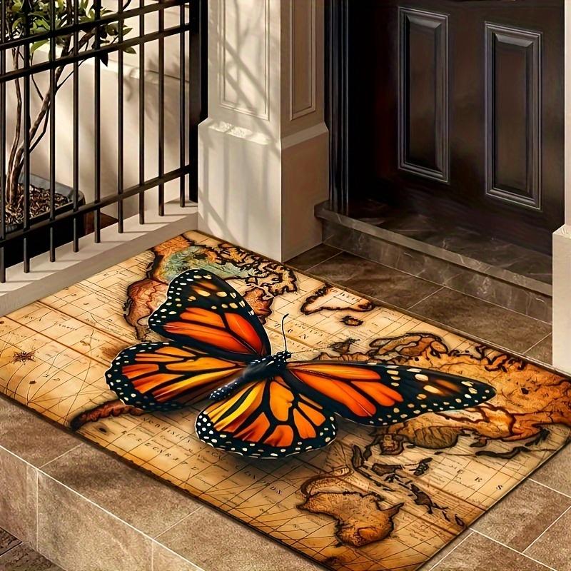 

Vintage Farmhouse Butterfly Mat Flannel for Living Room Bedroom Bathroom Kitchen Sink Laundry Room Entrance Carpet Home Decor 30x50cm