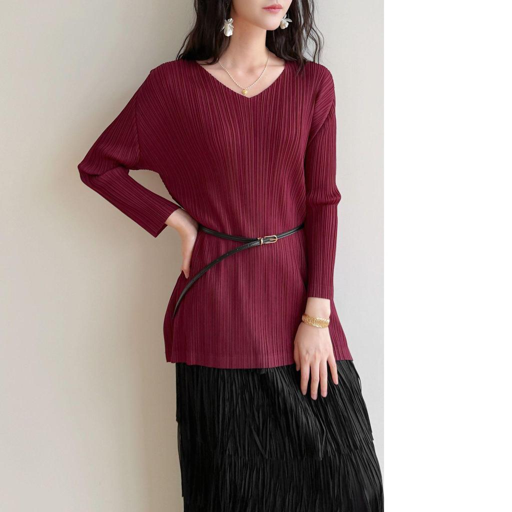 2026 Spring Miyake Pleated High-End Casual Mid-Length Top