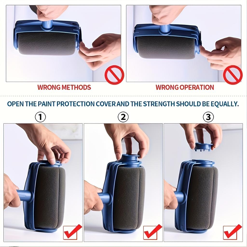 3pcs Extension Tubes + 1pc Roller Head-Professional Home Paint Roller Set with Large Self-Priming Brush,Ideal for Latex and Wall Paint,Smooth Coating