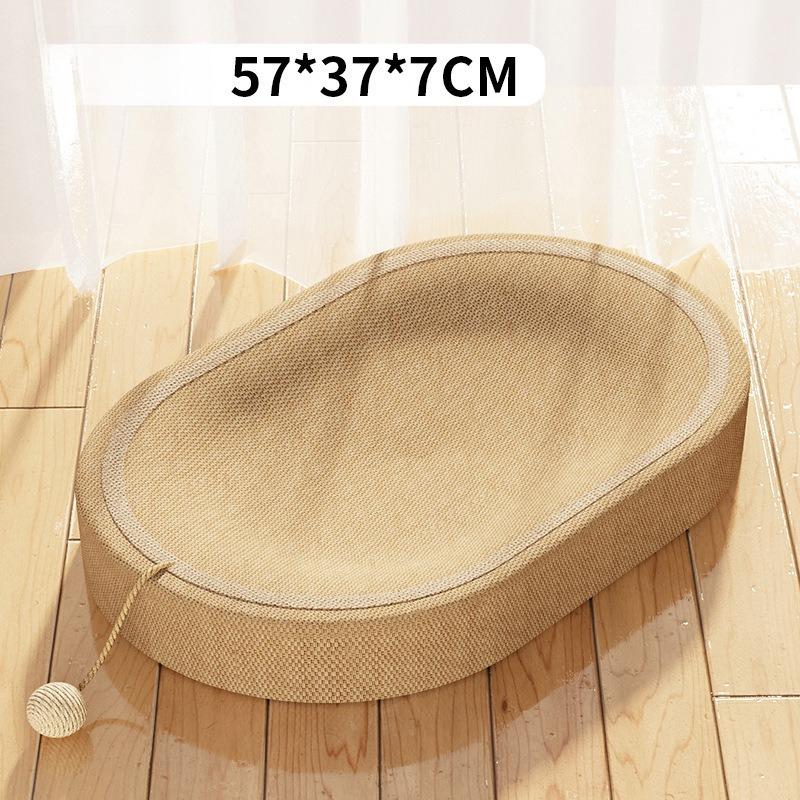 Oval Cat Scratcher Bed with Cat Ear Design Wear-Resistant Corrugated Cat Scratching Pad for Cats Rest & Grind Claws Pet Supplies зелёный