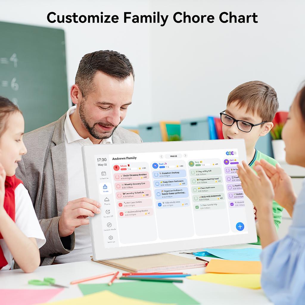 Digital Calendar Planner 15.6 Inch 1080P Full HD Touch Screen Interactive Wall Desk Mount Seamless Scheduling Chore Chart