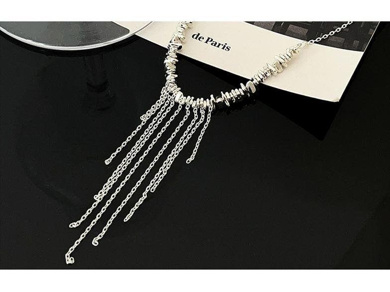 Yinruitai S925 Sterling Silver Tassel Necklace - Elegant Clavicle Chain with Luxurious Choker Design