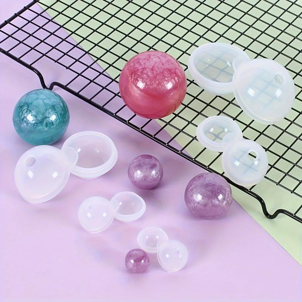 5pcs Spherical silica gel ball mold-used to make unique spherical pendants, ornaments, resin crafts and DIY jewelry.