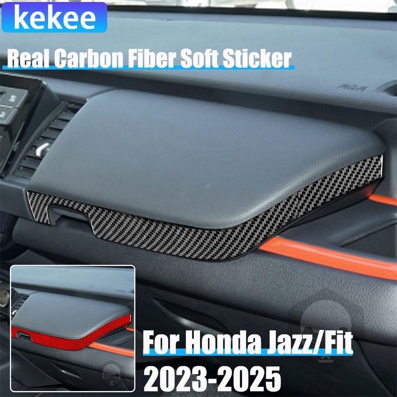 Real Carbon Fiber Car Accessories Passenger Strips Decorative Trim Cover Soft Sticker For Honda Fit /Jazz GR9 2024 2025