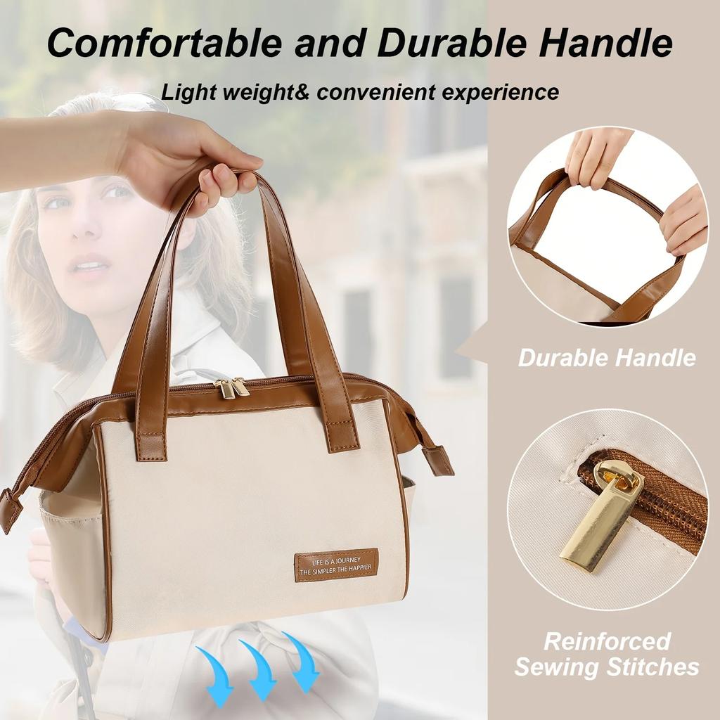 Women's Lunch Bag, Stylish Reusable Tote Bag, Work Leak Proof Cold Cute Reusable Women's Office School Picnic Lunch Bag