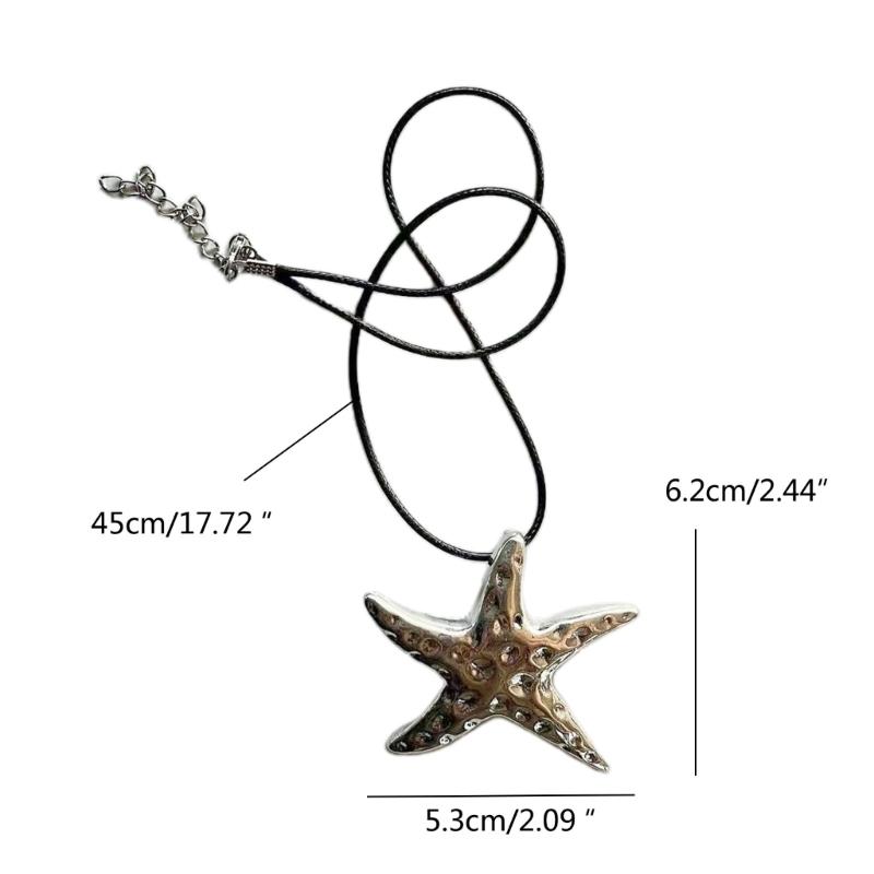 Sparkling Big Star Necklace for Women Teen Girls Starfish Pendant Summer Jewelry Gift Clavicle Chain Collar Necklaces