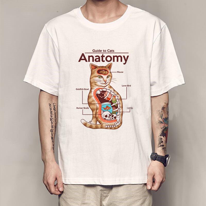 New Fashion Summer Mens T Shirt Casual Short Sleeve Samurai Cat Print Anime Tshirt Men Women Japanese Neko Sushi Wave Tops
