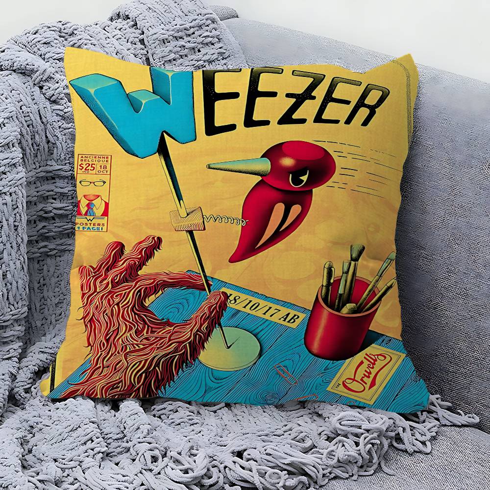 Weezer Music Band Cushion Cover Polyester Sofa Cushions Decorative Throw Pillows Home Decoration Pillowcover