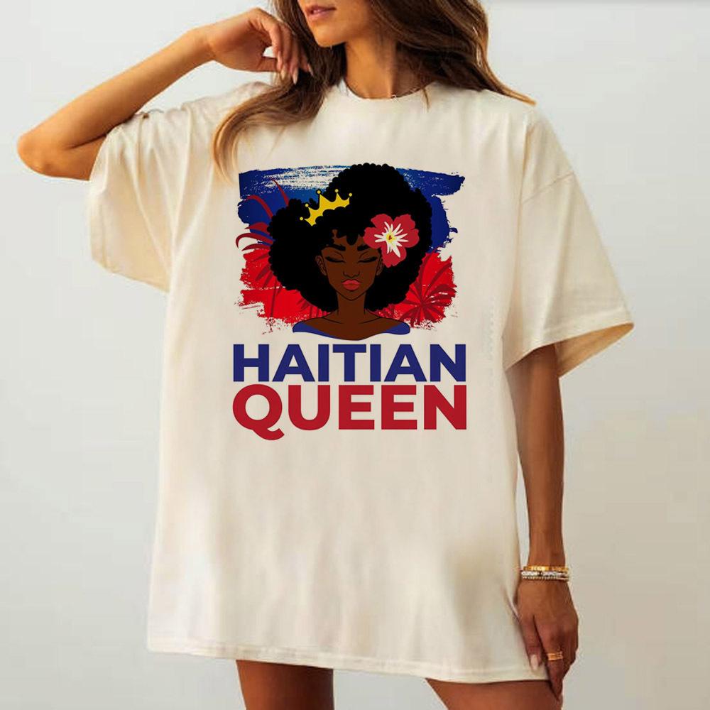 

Haiti t shirt teen Grunge hip hop Comfortable Retro Breathable Vintage shirt Trendy Comfortable harajuku Punk Pastel anime S
