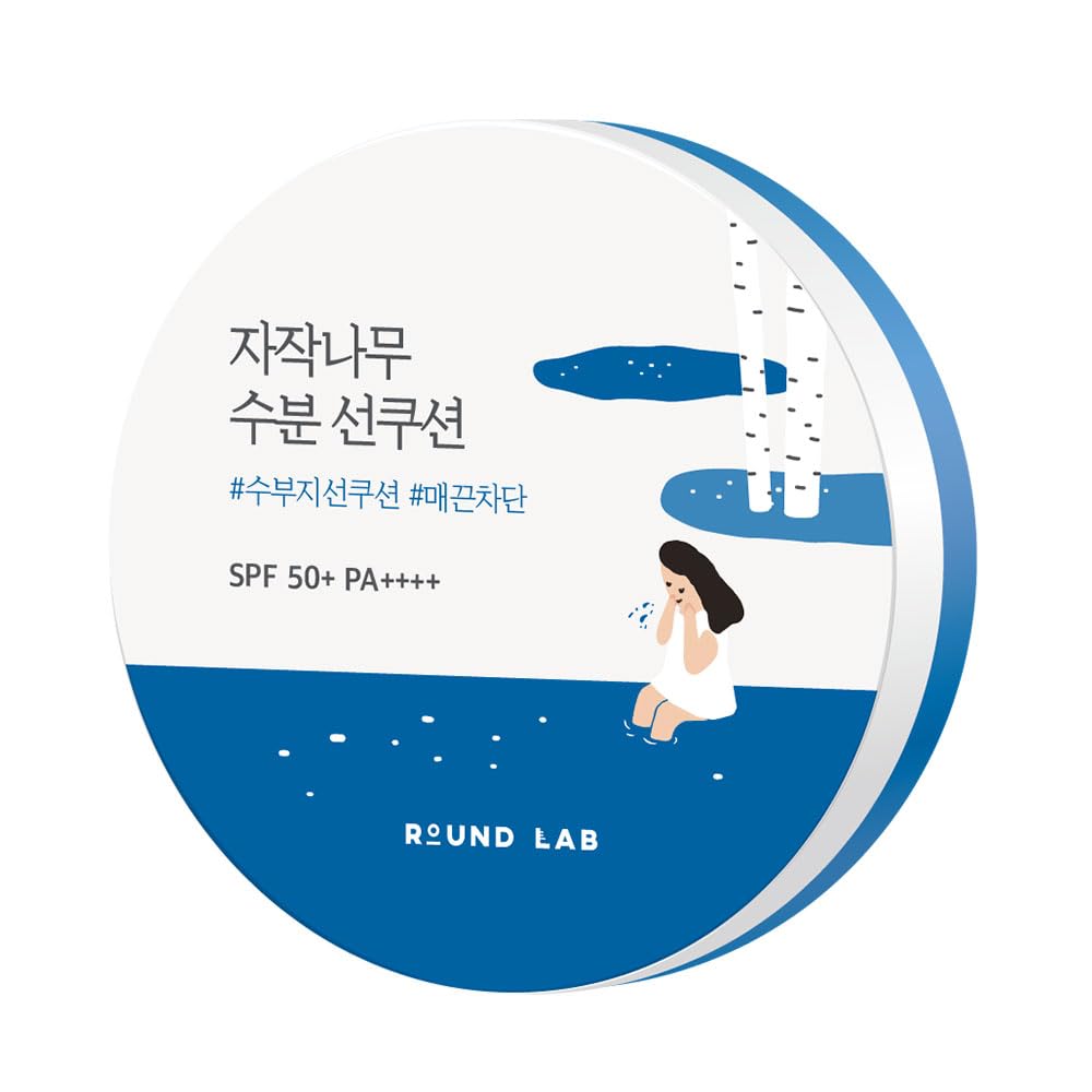 ROUND LAB Birch Moisture Sun Pact 15g Sun Sensitive [Sun Cushion, Moisturizing, Soothing, Cooling, Close-Fitting, Protection, Skin] белый