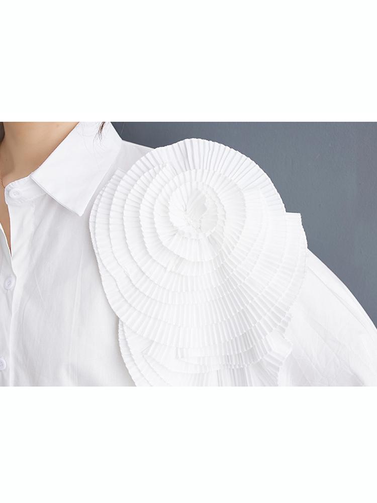 Xitao Irregular Bat Wing Sleeve Shirt Loose Three-dimensional Folds Flower Decoration Women Top ZY8813