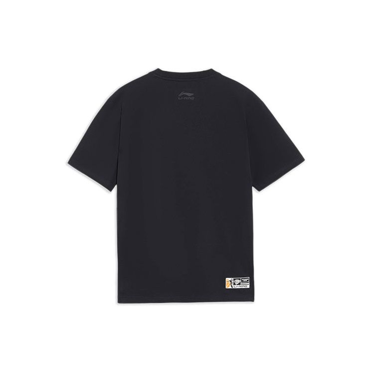 Li Ning Sports Basketball Series Logo Print Casual Round Neck Short Sleeve Drop Shoulder T-Shirt Men T-Shirt Black AHSS591-1