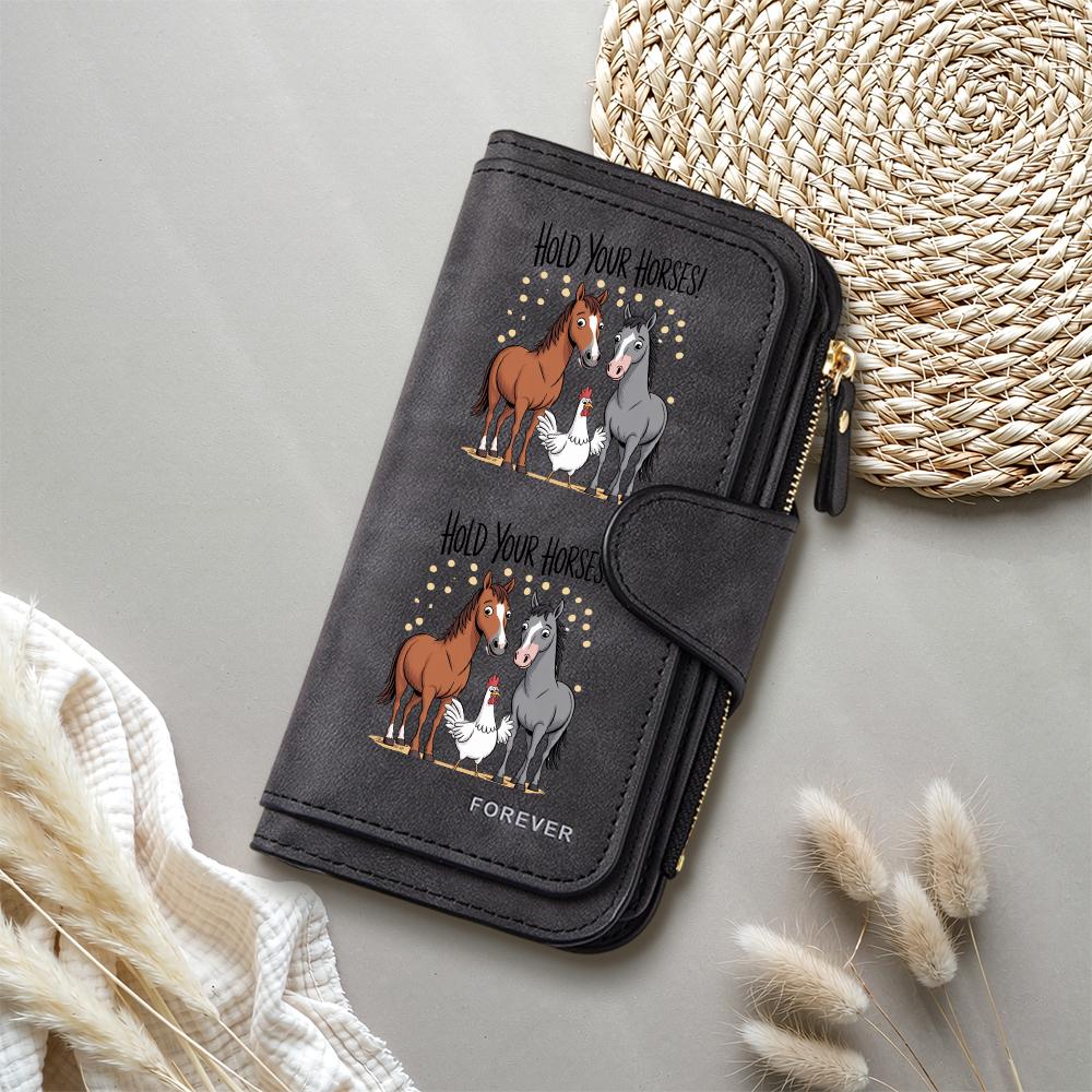 Cute Farm Animal Print Wallet For Women Casual Portable Long Purse With Card Slots