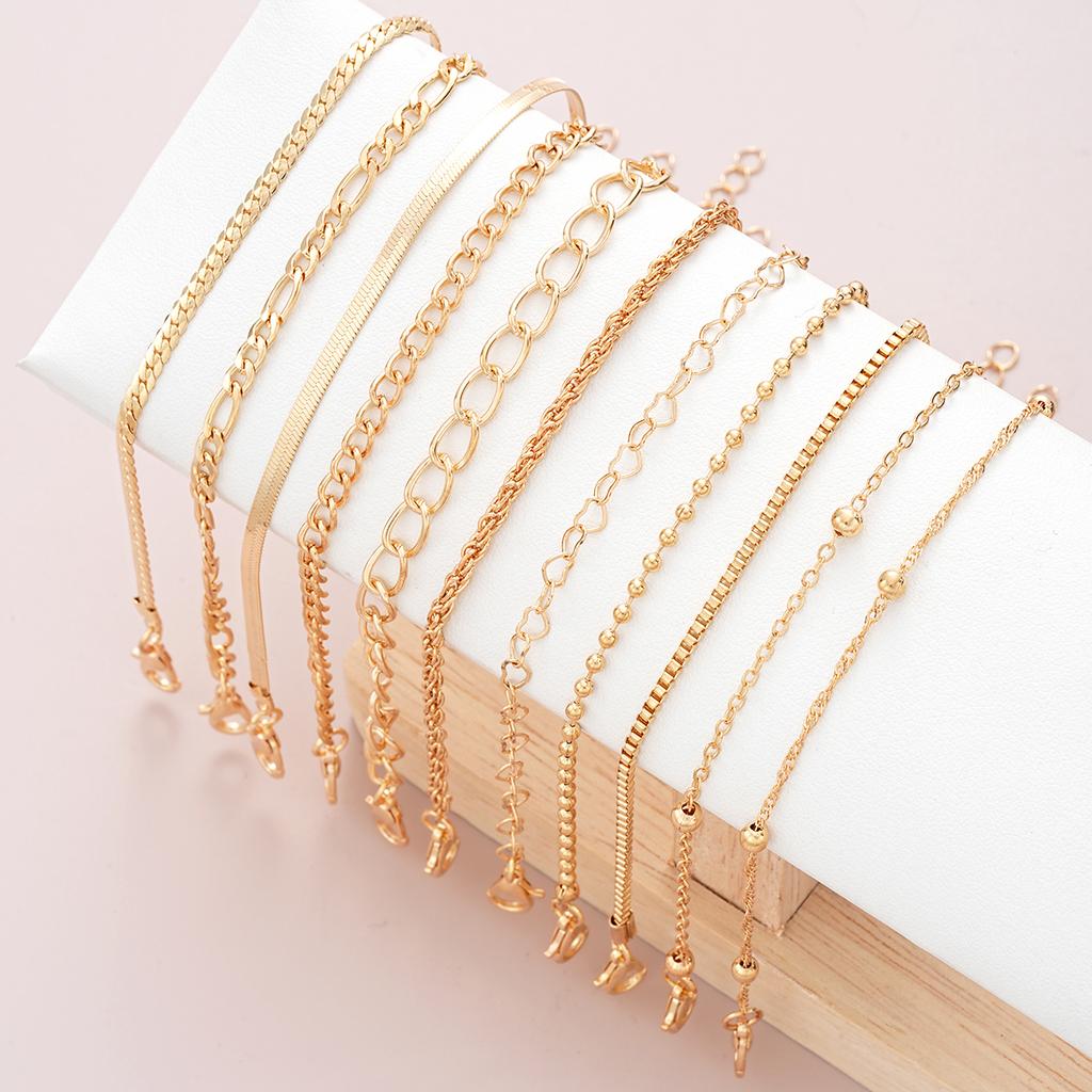 11 Pcs Simple Punk Gold Color Bracelet Set Heart Twist Cuban Chain Bracelet for Women Trendy Jewelry Gift Wholesale Dropshipping