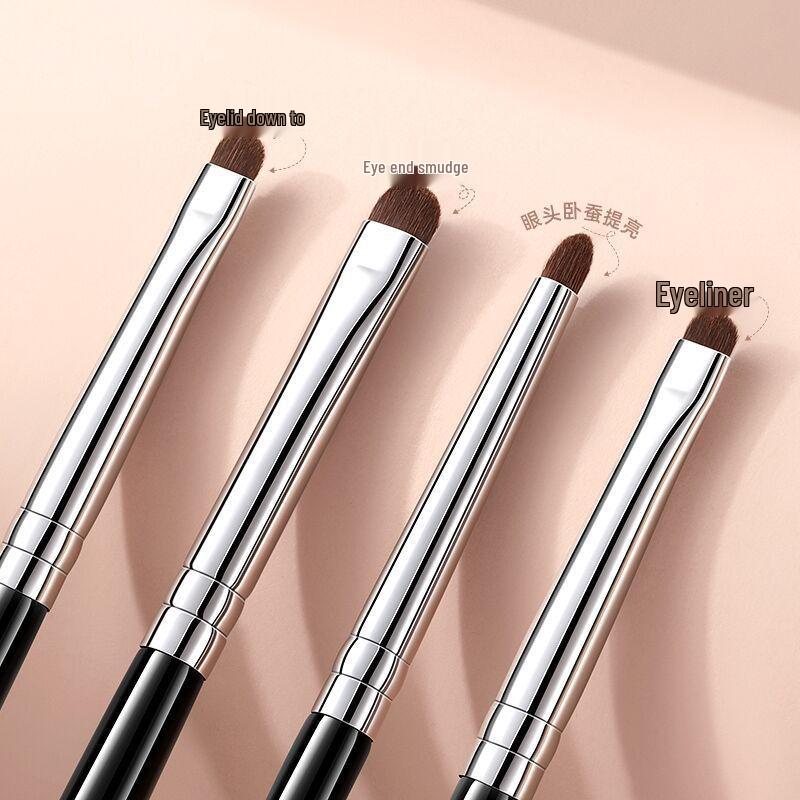 Pony Hair Eyeshadow Brush Set: 4-Piece Fine Eye Makeup & Under-Eye Blending Tools