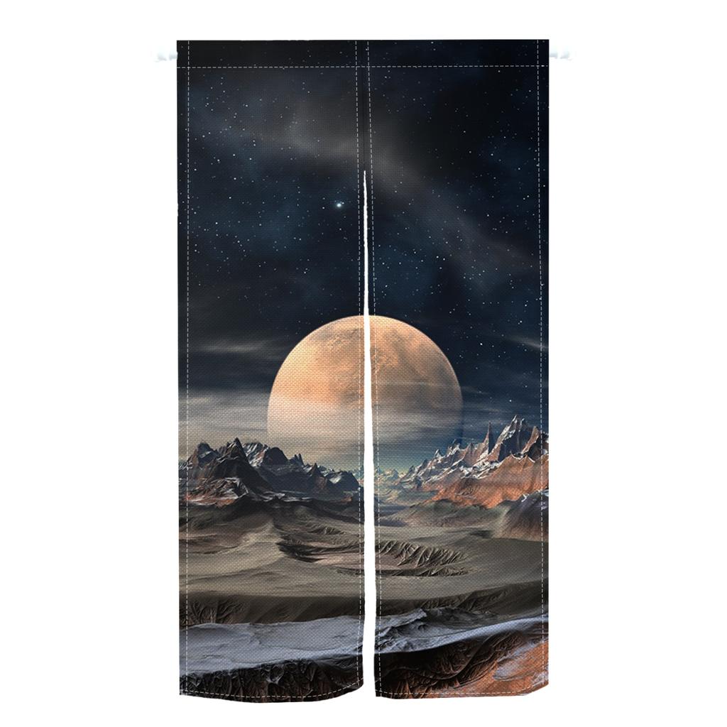 Japanese Style Noren Door Curtains Moon Starry Sky Crane Floral Pattern Polyester Doorway Kitchen Entrance Half Curtain For Window Made Of