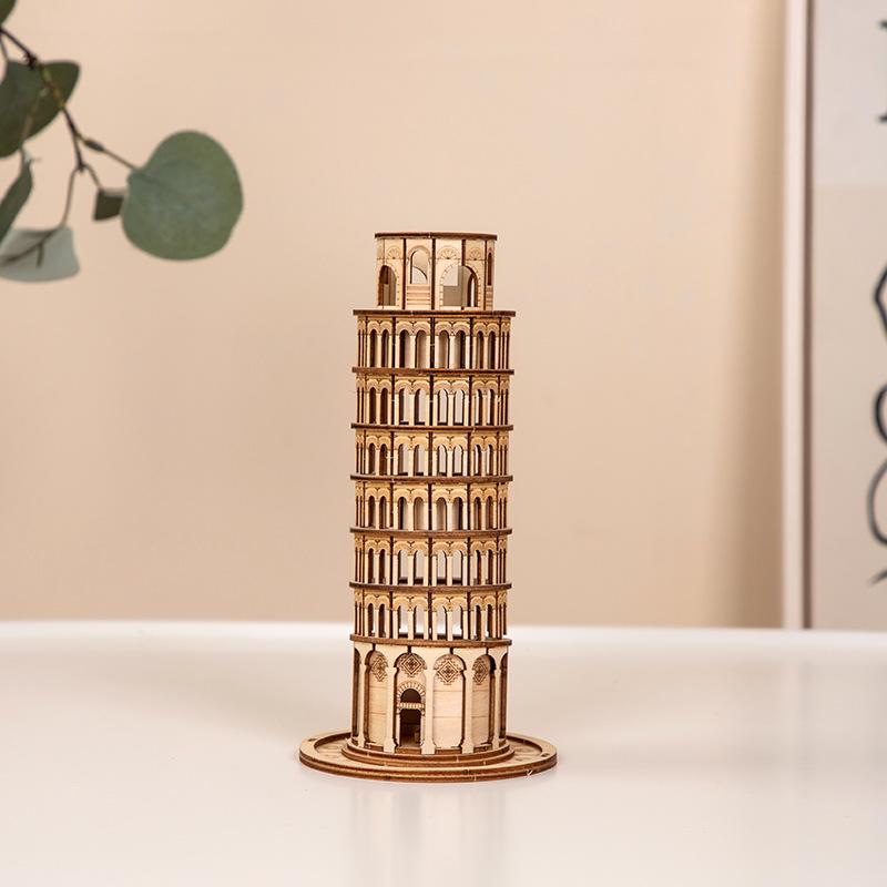 3D Wooden Puzzle Model: Eiffel Tower & Arc De Triomphe - Ancient Building Ornaments for Kids