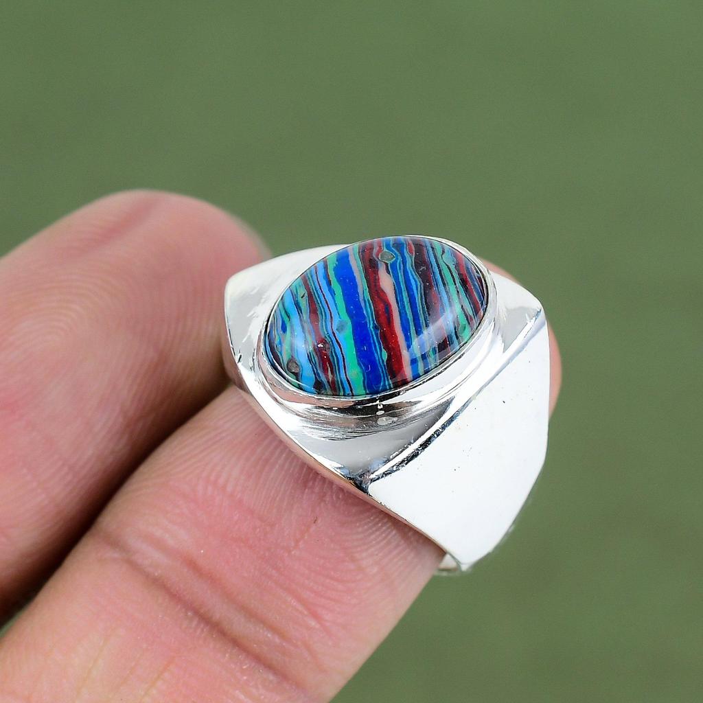 Rainbow Calsilica Ring 925 Sterling Silver Ring Birthstone Jewelry Dainty Gemstone Ring Handmade Jewelry Gift For Her Available In Ring Size