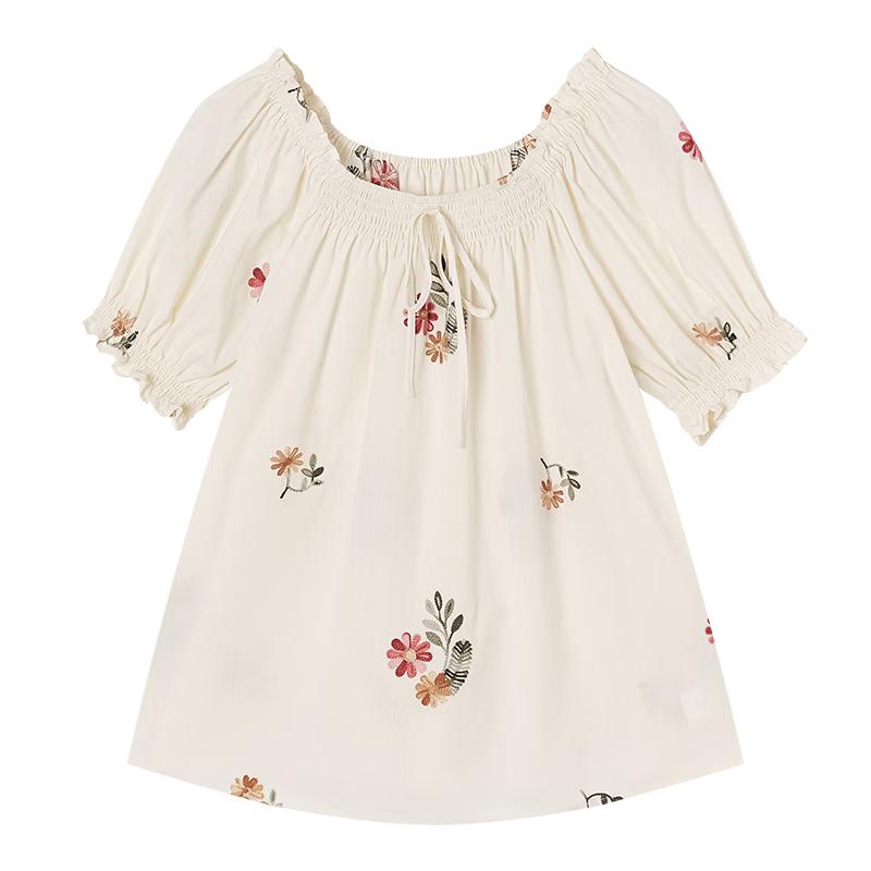 Women's Resort Style Cotton Puff Sleeve Top