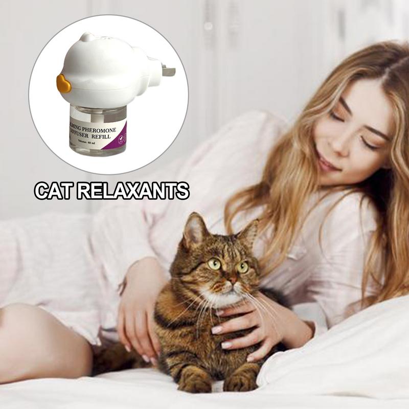 Katzenpheromon Beruhigender Diffusor Katzenpheromon Stecker-Entspanner Start-Set 30-Tage Nachfüllpackung Beruhigendes Spray Für Ruhiges Entspannendes Zuhause